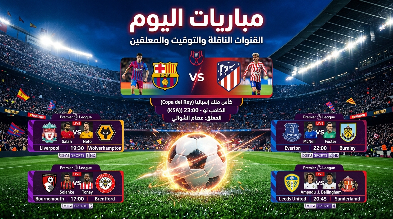 مباريات اليوم: برشلونة ضد أتلتيكو مدريد في كأس الملك وقمة ليفربول بالدوري الإنجليزي